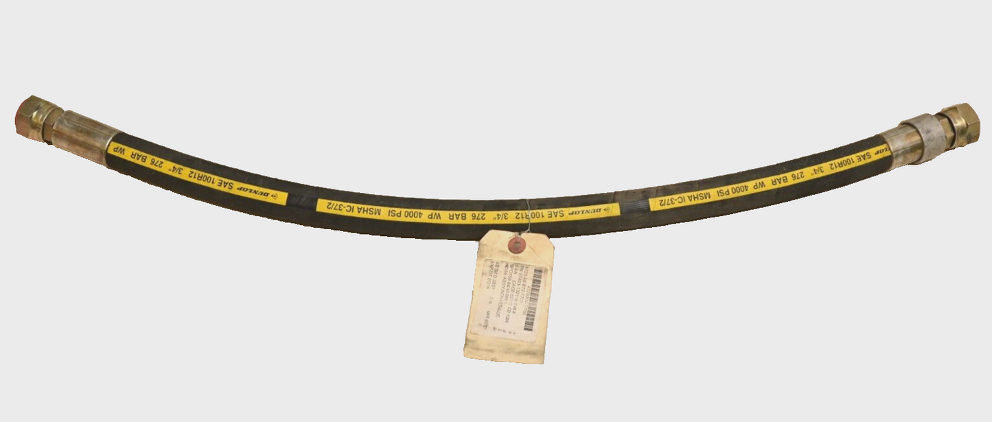 33" 3/4" Non-Metallic Hydraulic Hose 4000 PSI Dunlop SAE100R12 MSHA IC-37/2
