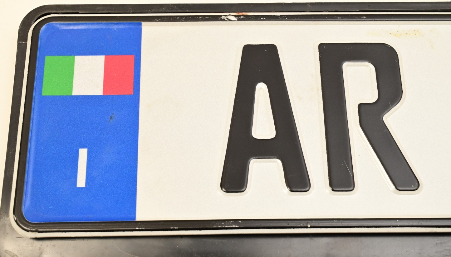 Italy License Plate AR 209KE Arezzo? Novelty? Aluminum w/ Plastic Mount Italian