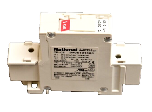 National AC/DC Circuit Breaker 5A 240VAC 60VDC DIN Rail Mount CP-CS BACS101505