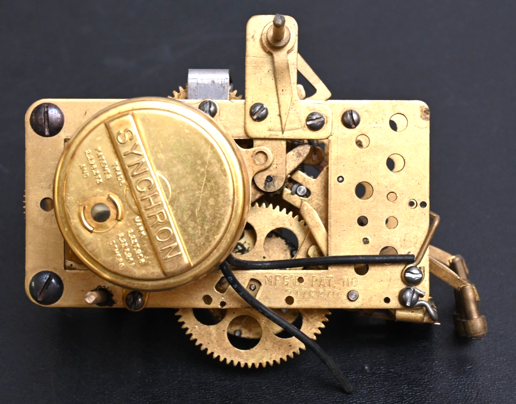 Antique Brass Clock Movement w/ Synchron 1RPM Motor Westminster Chime? 2176870