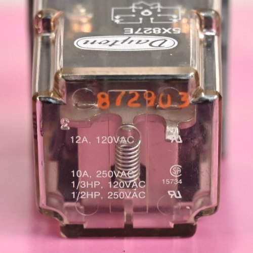 Dayton 5X827E Relay w/ 5X852E Relay Base DIN Rail 120V 12A 250V 10A