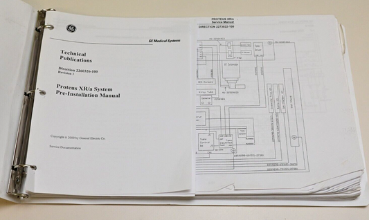 GE Proteus X-Ray XR/a System Service and Pre-Installation Manuals w/ Schematics
