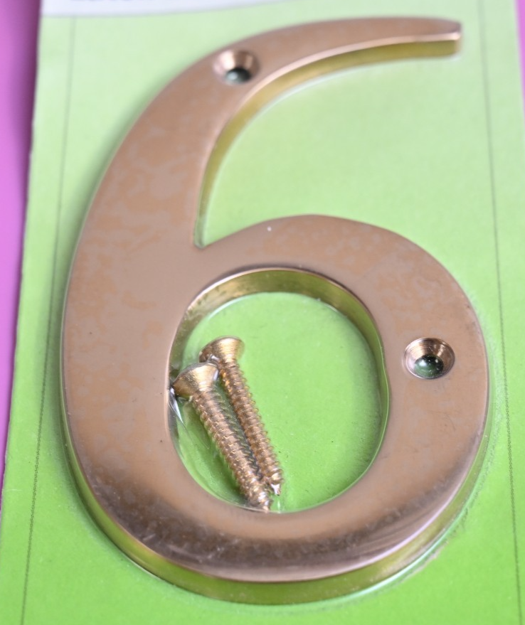 HY-KO Solid Brass 4" Home Address Number BR-90/6 Six 6 (or 9?) NOS Sealed