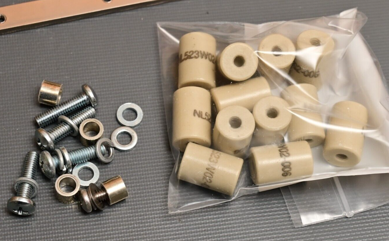 Lot 6 Stainless Bus Bars w/ Some Hardware & Ceramic Standoffs 14.5"