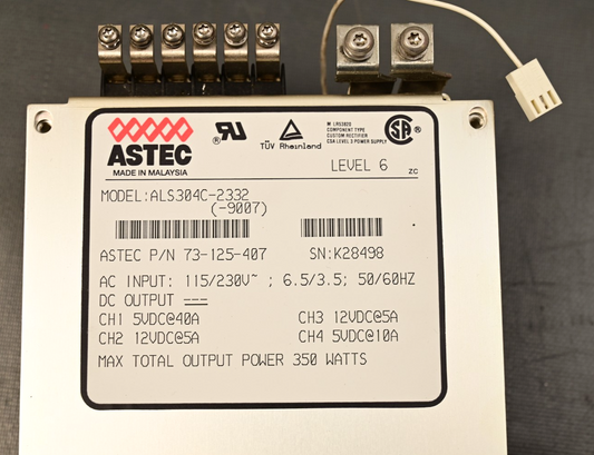 ASTEC Model ALS304C-2332 350W DC Power Supply 5V@40A 12V@5A 73-125-407 *AS-IS*