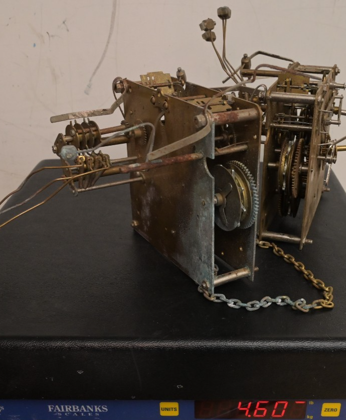 Lot of 2 Erhard Jauch Clock Movements Emporer Antique Brass Parts/Repair 4.6lbs