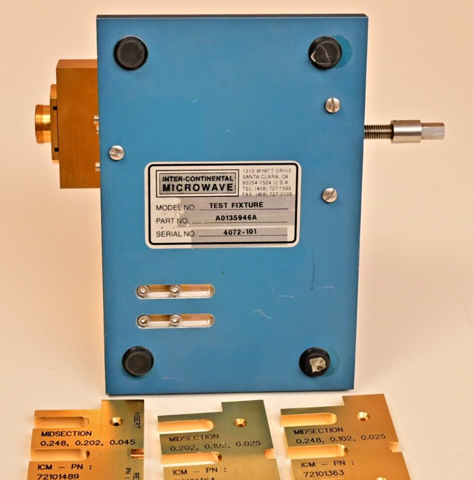 Inter-Continental Microwave RF Test Fixture A0135946A w/ Midsections Gold Plated
