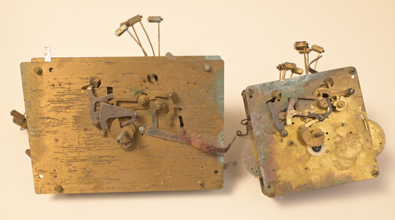 Lot of 2 Mason & Sullivan Clock Movements Germany Antique Brass Parts 5.3 lbs