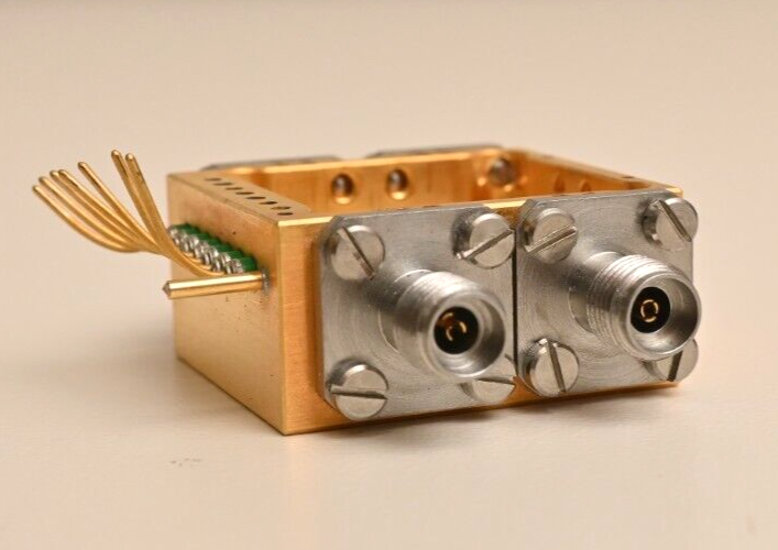 Small RF Prototype Enclosure Gold/Aluminum 4x SMA Connectors "ST PRA V21 1949"