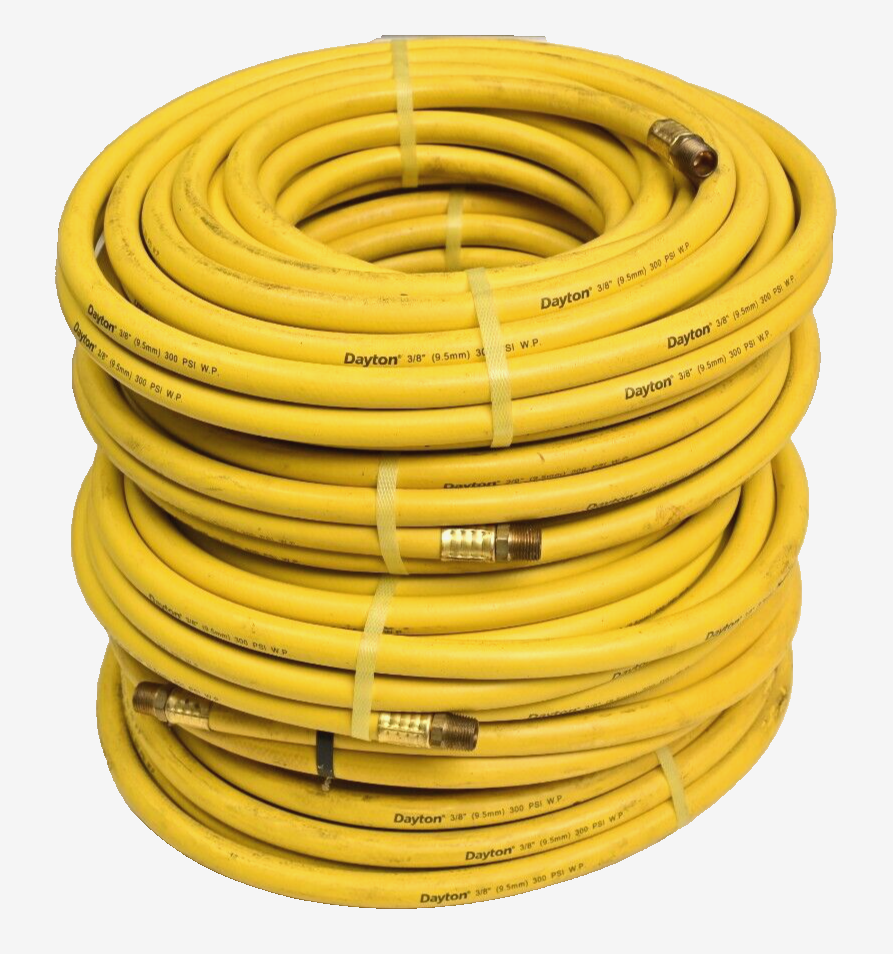 QTY 5 x 50ft Dayton 3/8" 9.5mm Air Hose 300PSI WP Yellow NOS