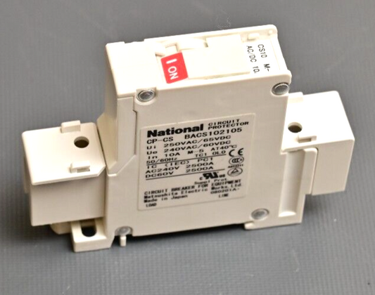 National AC/DC Circuit Breaker 10A 240VAC 60VDC DIN Rail Mount CP-CS BACS102105