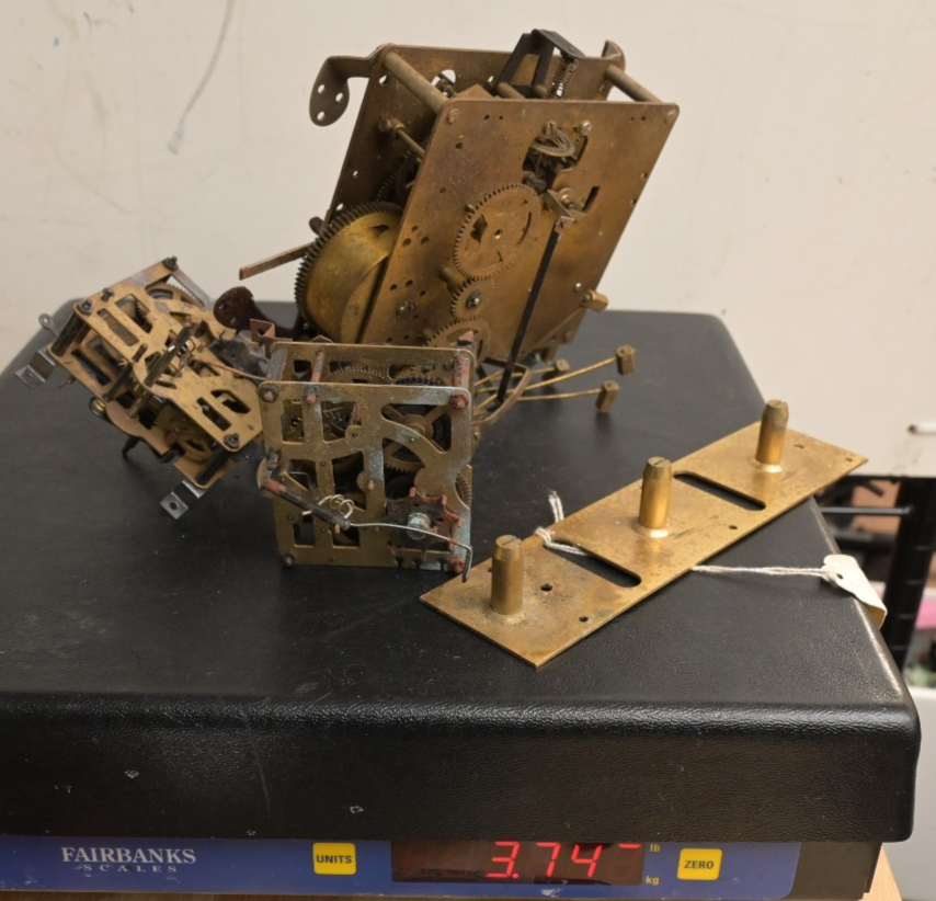 4-Piece Lot of Clock Movements Parts Regula Hamilton 75 Brass Antique 3.7lbs