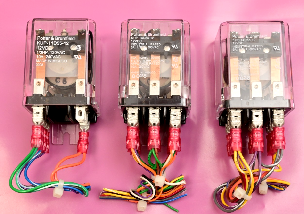 Lot of 3 Potter & Brumfield Industrial Relays KUP-14D55-12 KUP11D55-12 1/3HP 1/2
