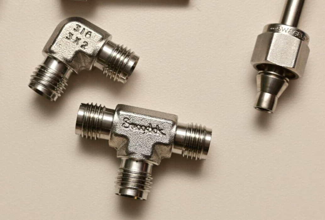 QTY 8 Various Swagelok 3/16" Stainless Steel Fittings Adapters Tee