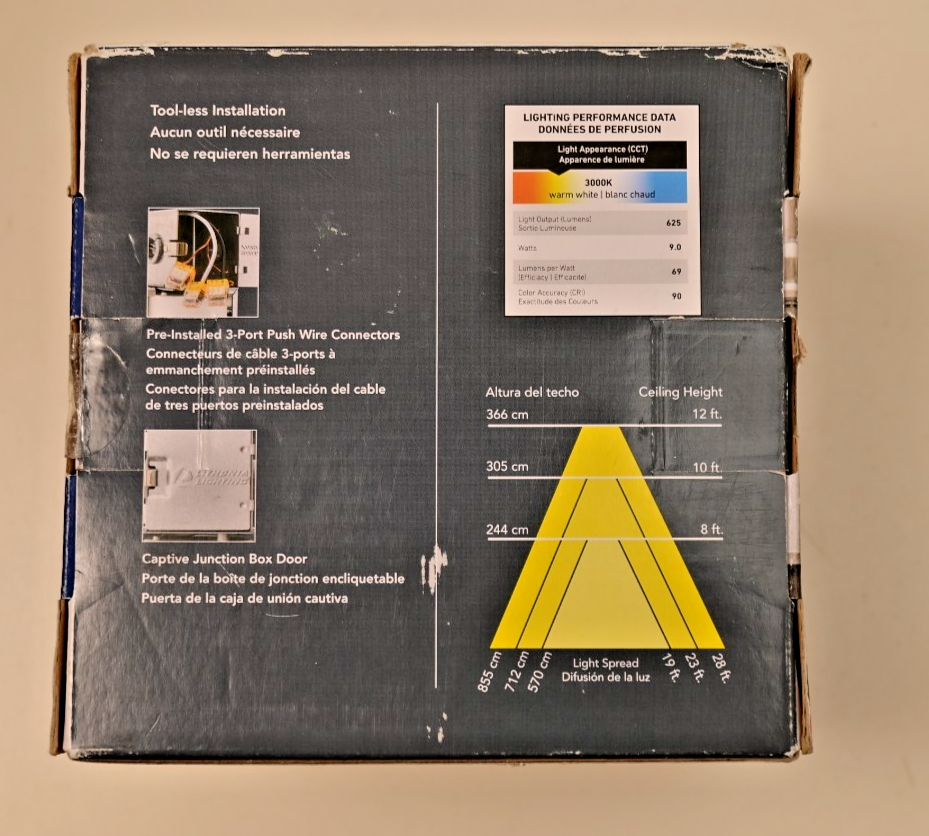 Lithonia Lighting 4" Square Canless Light Fixture 90CRI 3000K Warm 4JBK SQ 30K