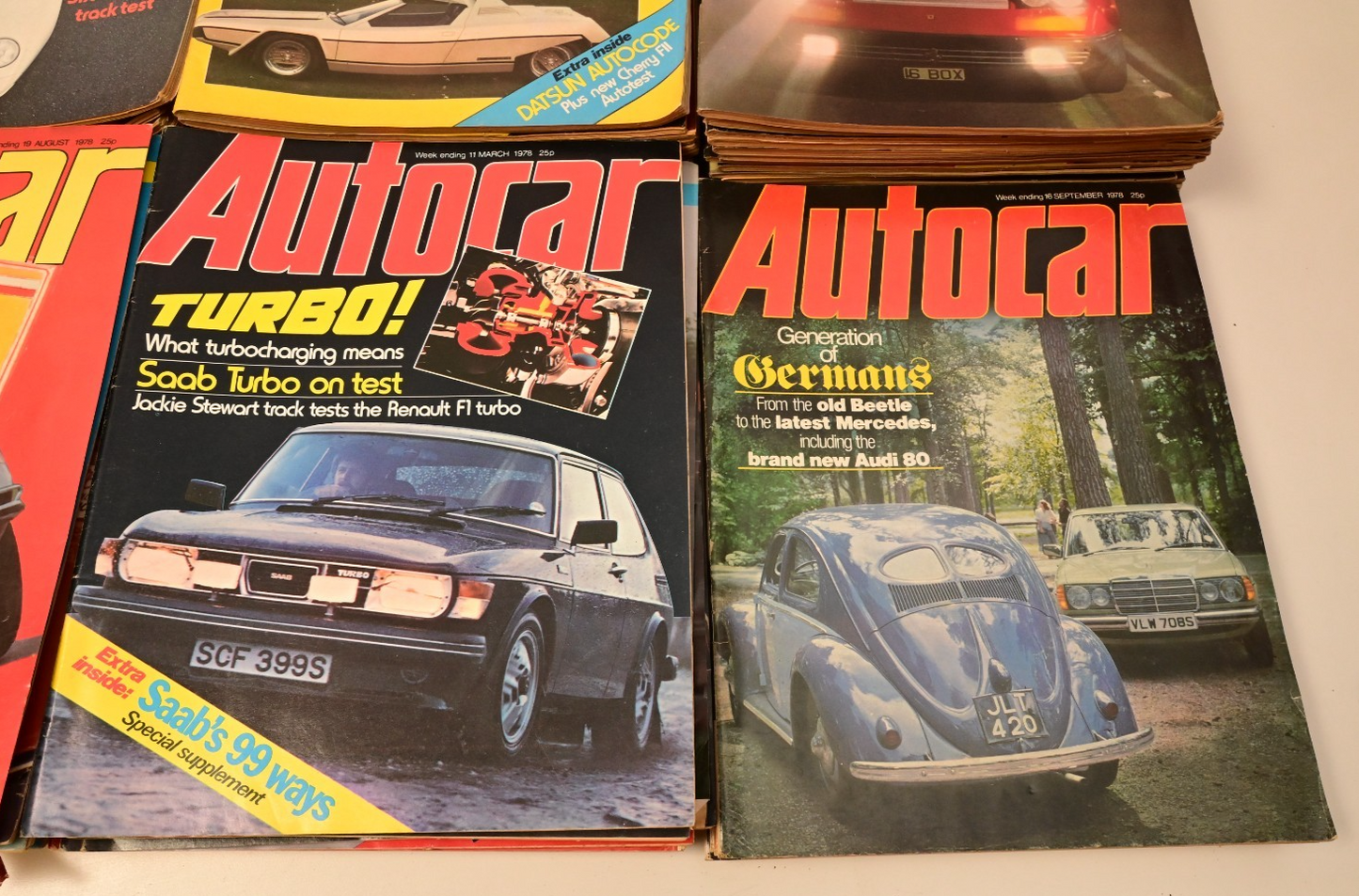 Lot of 81 Issues Autocar Magazine 1977 1978 Porsche Audi Saab Lotus Dusty Yellow