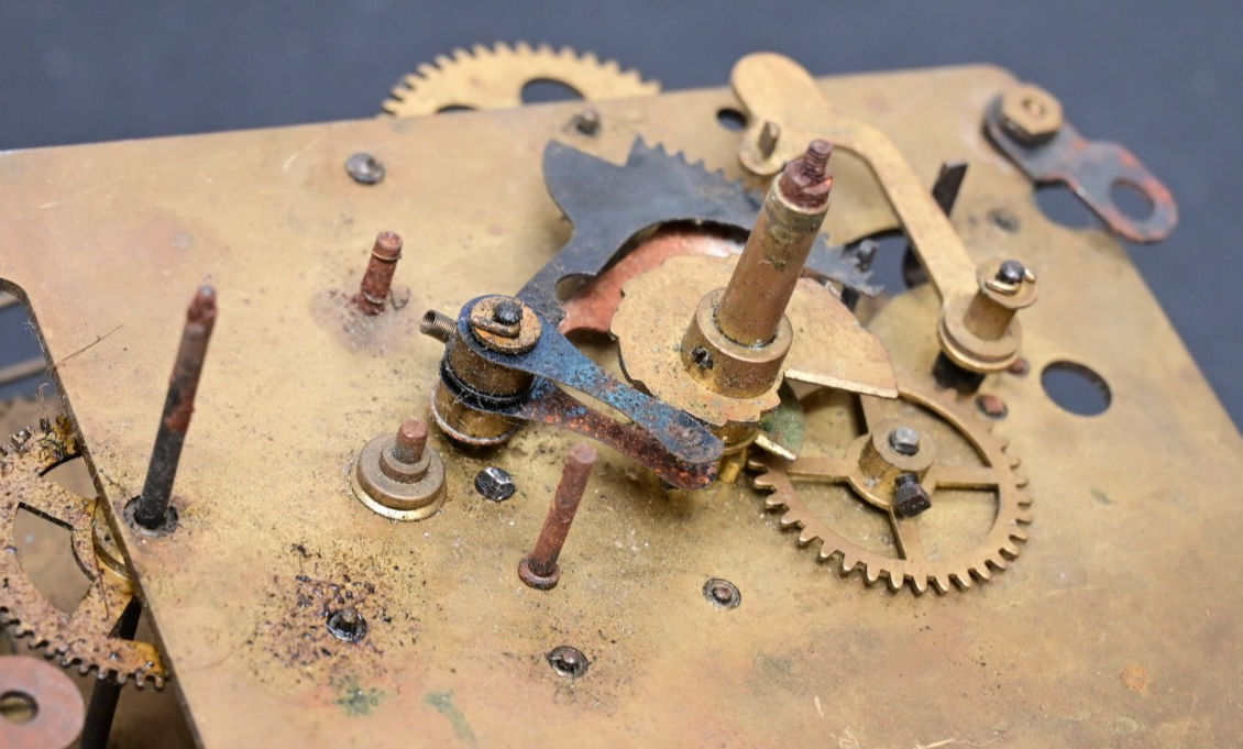 Antique Sessions Clock Movement with Dual 1RPM Electric Motors Brass 2lbs