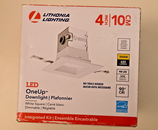 Lithonia Lighting 4" Square Canless Light Fixture 90CRI 3000K Warm 4JBK SQ 30K