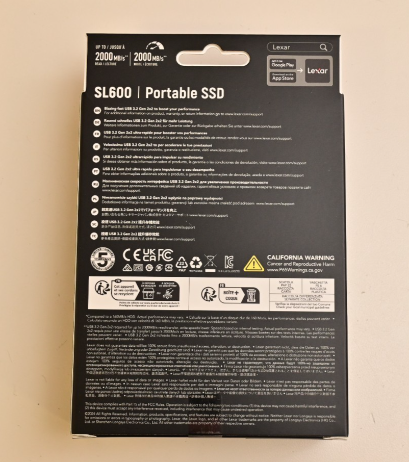 Lexar Professional SL600 4TB Portable SSD USB 3.2 Gen 2x2 2000MB/s New Sealed