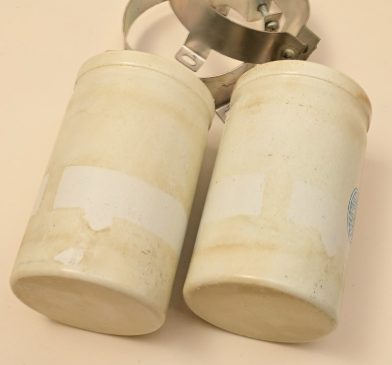 QTY 2 Sangamo 0180-2389 Large Electrolytic Capacitors 7,800uF 100VDC w/ Mounts