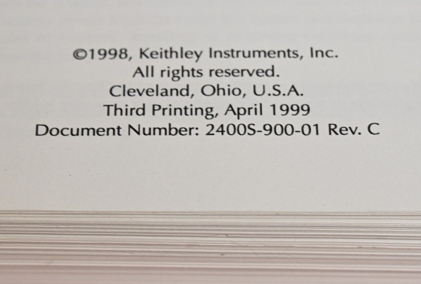 Keithley 2400 Series SourceMeter User's Manual 2400S-900-01 Rev. C
