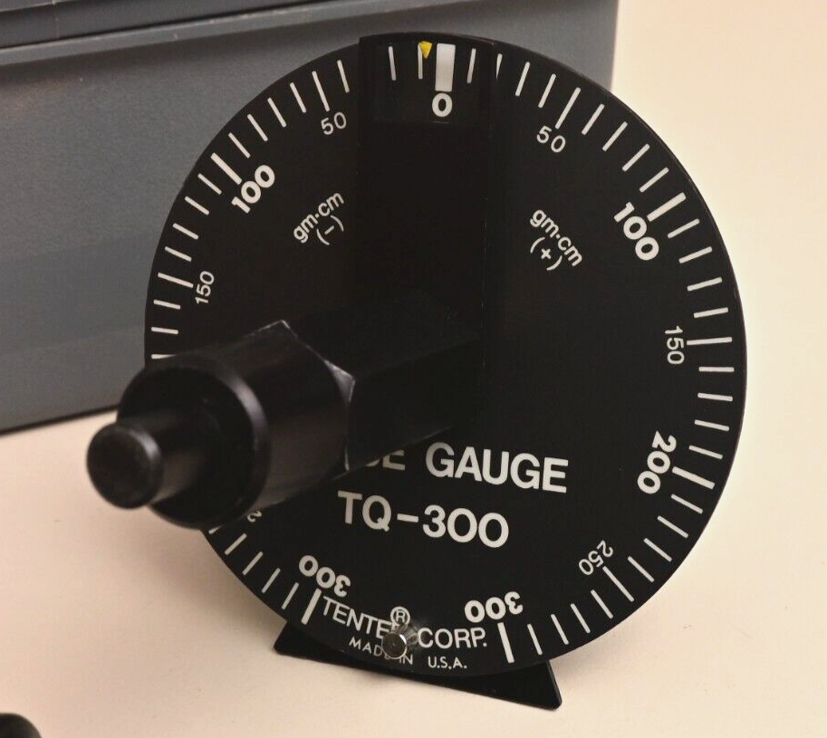 Tentel Model TQ-300M +/- 300 gm-cm Dial Torque Gauge Motor Drive w/ Case