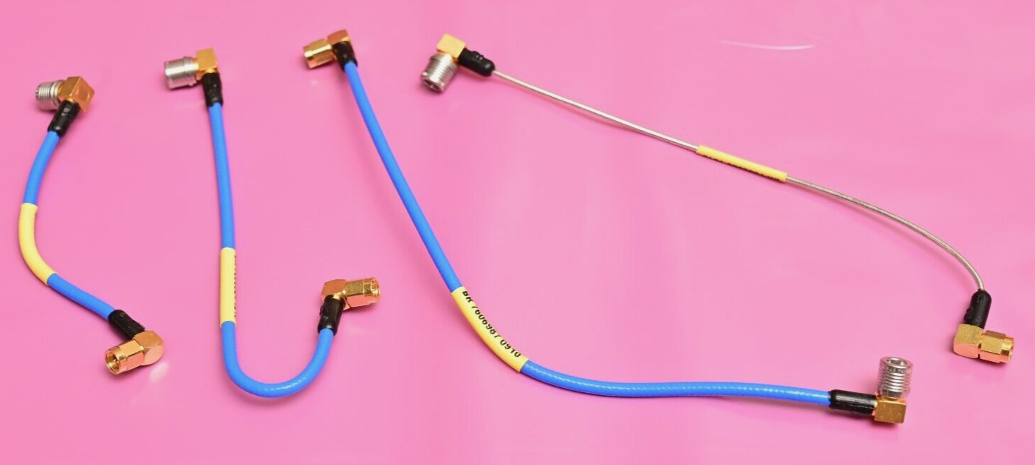QTY 4 QMA-male to SMA-male Short Flexible Coaxial Cables Andrew/Huber+Suhner