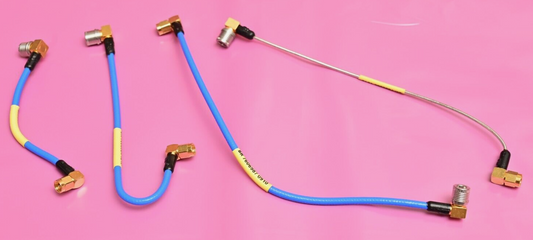 QTY 4 QMA-male to SMA-male Short Flexible Coaxial Cables Andrew/Huber+Suhner