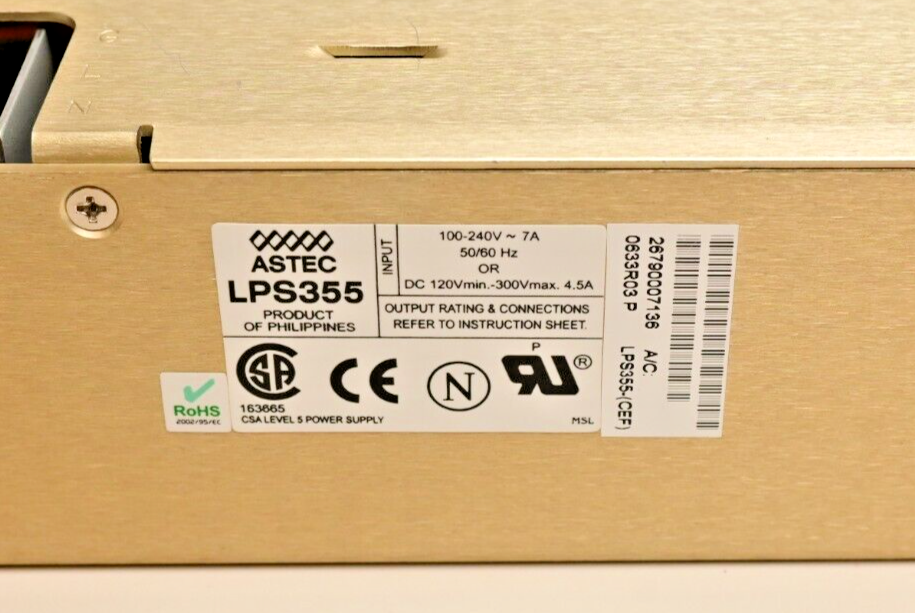 ASTEC LPS355 DC Power Supply 350W 24V@14.6A Advanced Energy Artesyn Integral Fan
