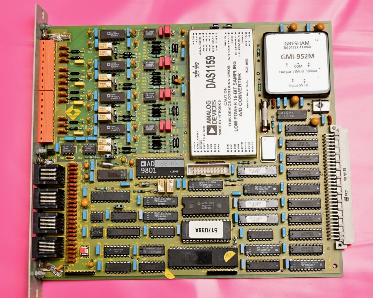 VG Data Systems D-I-2816-D Vintage Schroff VME Style DAQ Card AD667KN DAS1159 IC