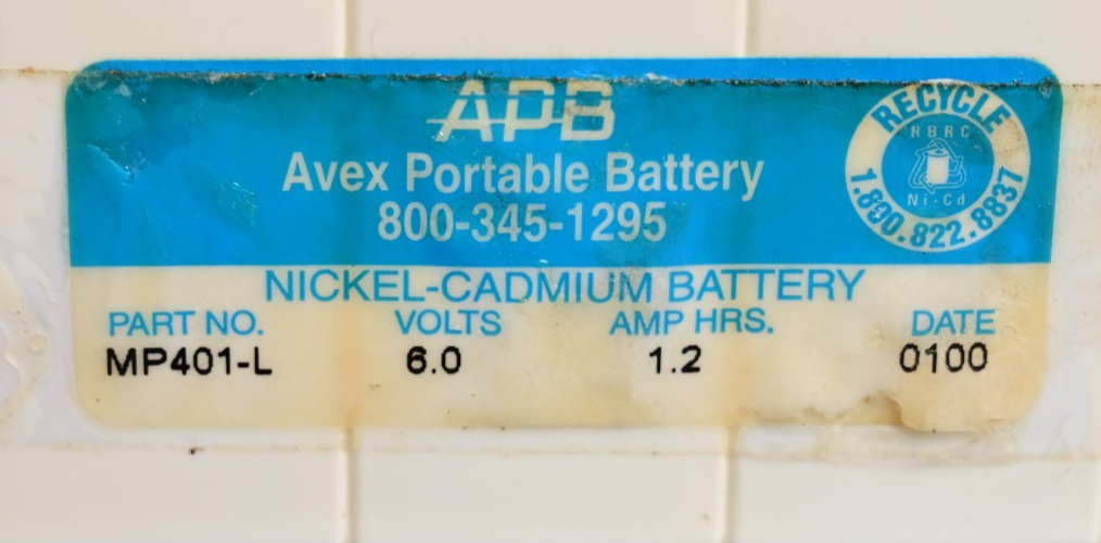 Avex Portable Battery MP401-L Vintage Nickel Cadmium Ni-Cd Battery Packs 6V 1.2A