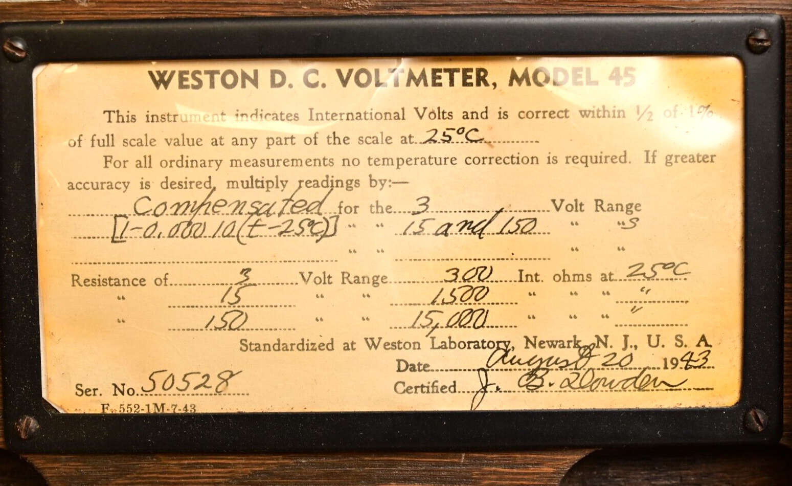 Antique Weston Model 45 Ammeter & Voltmeter 1923 1943 Muhlenberg College