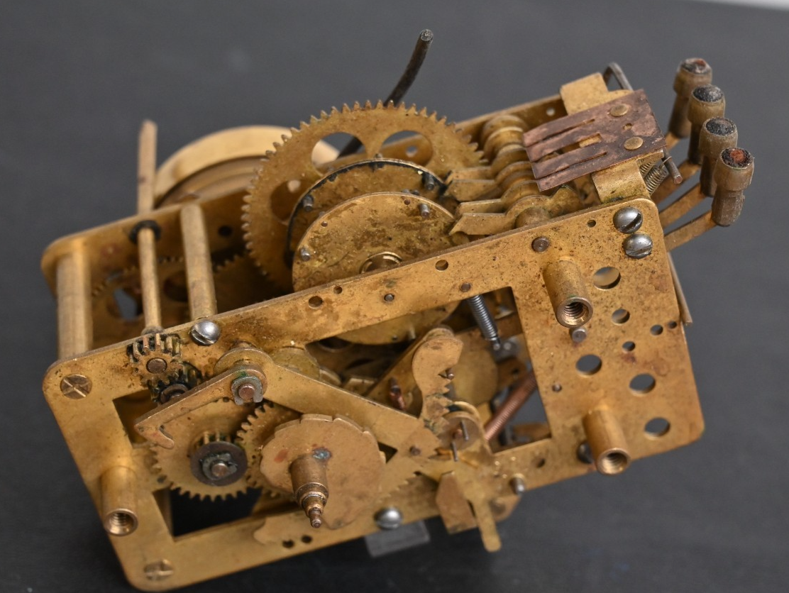 Antique Brass Clock Movement w/ Synchron 1RPM Motor Westminster Chime? 2176870