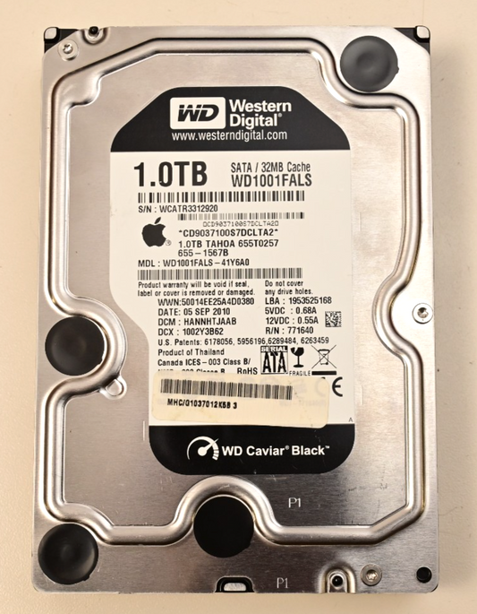 WD Apple Mac 3.5" Hard Drive 1.0TB WD1001FALS-41Y6A0 CAUTION SMART Mac Vintage