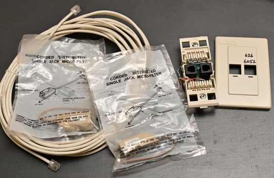 Lot of Vintage RJ12 POTS/ISDN/DSL Lot Cable Belden IBDN Jack Plate Micro-Filters