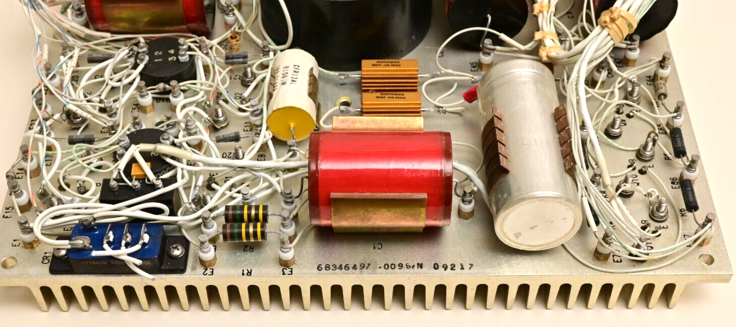 Vintage Military Power Supply Heat Sink Circuit Board Torotel Xfrmrs/Chokes/Caps