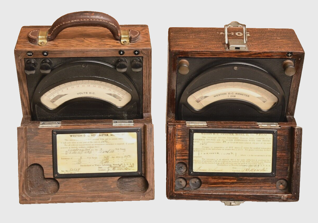 Antique Weston Model 45 Ammeter & Voltmeter 1923 1943 Muhlenberg College