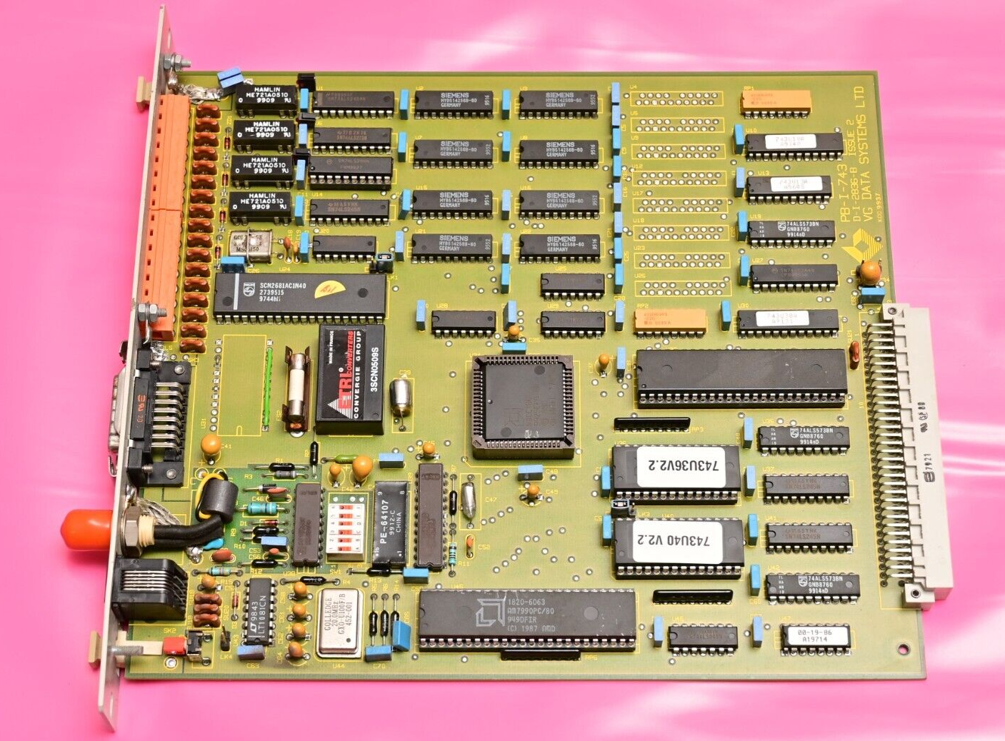 VG Data Systems PB-I-743 Vintage Schroff VME Style CPU Board N80C186 P82C08-10