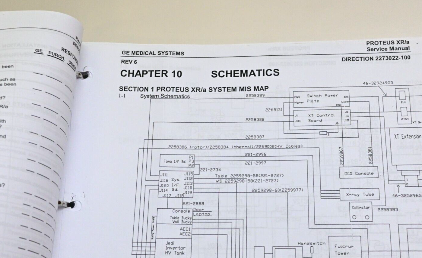 GE Proteus X-Ray XR/a System Service and Pre-Installation Manuals w/ Schematics