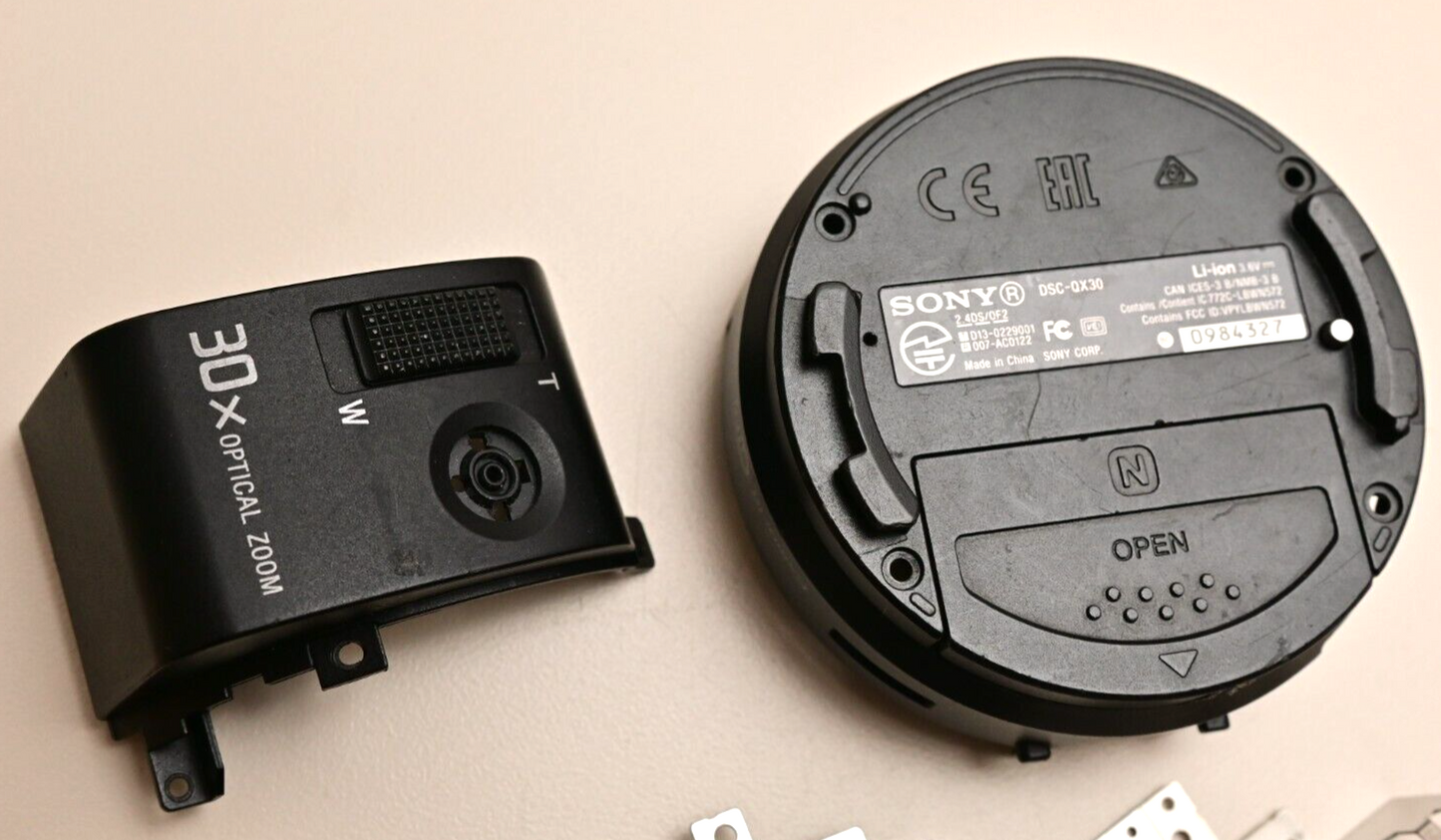 Sony DSC-QX30 Parts Lot Lens Style Camera Body Parts LCD Battery Door
