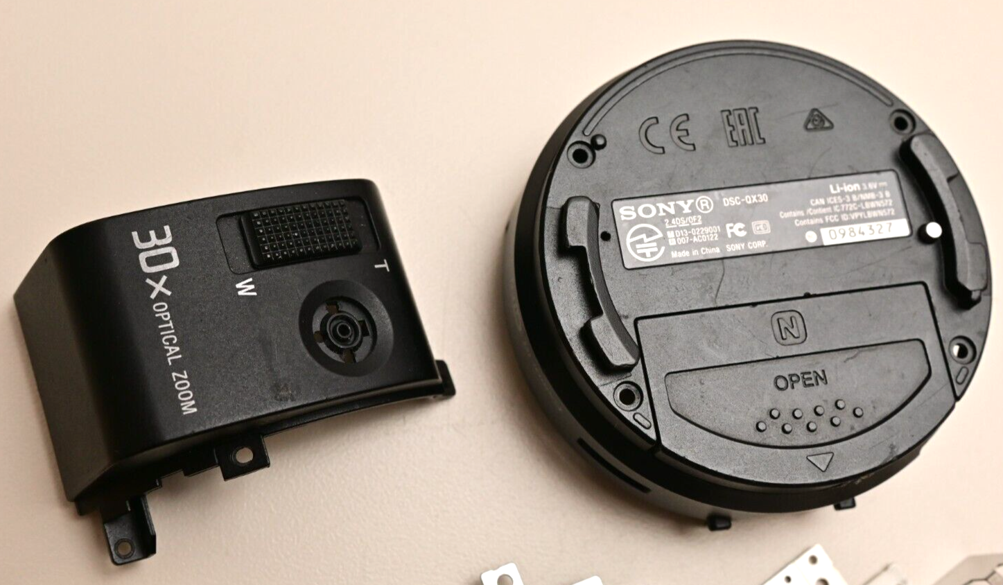 Sony DSC-QX30 Parts Lot Lens Style Camera Body Parts LCD Battery Door