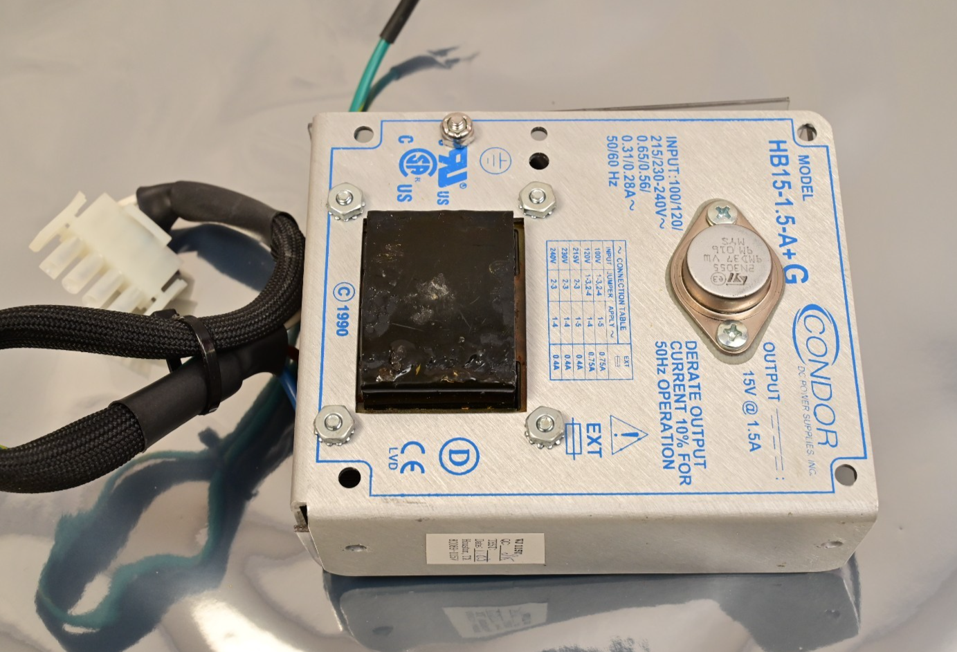 Condor DC Power Supply 15V@1.5A Model HB15-1.5-A+ G w/ Wiring