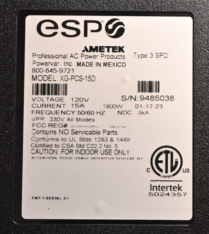 Ametek ESP XG-PCS-15D Next Gen PCS Power Conditioning System GigE Event Monitor